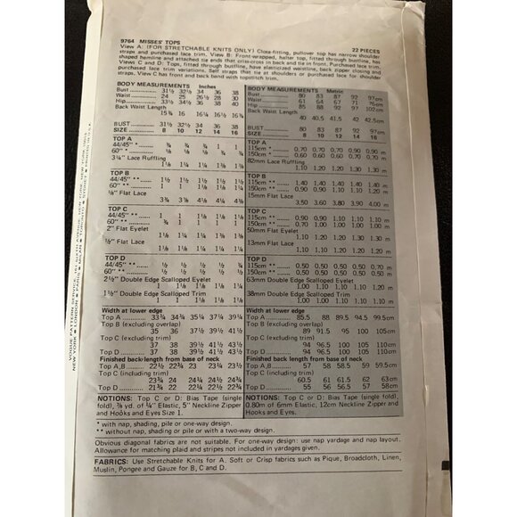 Vogue Misses Top Sewing Pattern 9764 Sz 12 - Uncut - Picture 6 of 10